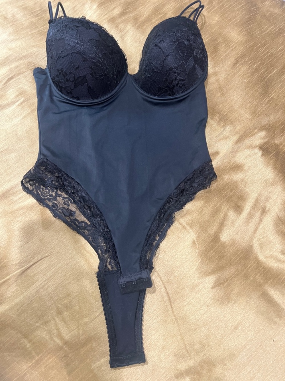 Black Lace Trim Bodysuit